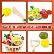 Wooden toys™ | Houten Fruitset met Mand voor uren speelplezier