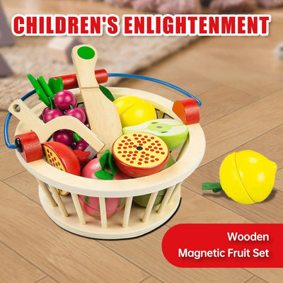 Wooden toys™ | Houten Fruitset met Mand voor uren speelplezier